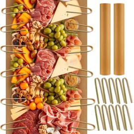 Briwooody Totally 18 Inch x 200 Feet Charcuterie Butcher Paper for Table with 20 Bamboo Tongs Kraft Charcuterie Table Runner Charcuterie Board Paper Brown Gift Wrapping Paper for Party Wedding Dining
