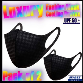 NY BEE UPF 50+ Cooling Mask Fashion Black Face Mask Washable & Reusable  ( Pack of 2 )