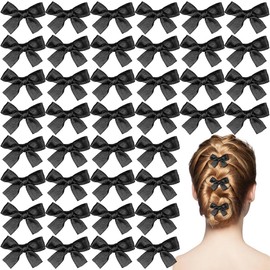 40 PCS Mini Bowknot Hair Clips for Women Girls Small Cute Bow Hair Clips Black Ribbon Alligator Hair Bow Clips Non-slip Hairpins Small Hair Barrettes Metal Y2k Hair Accessories