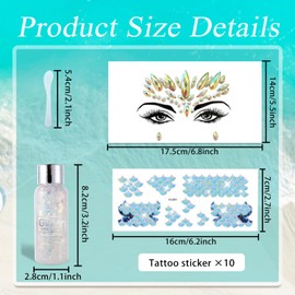 MACULPER Glitter Stones Face Carnival Mermaid Glitter Stones Face Colour Changing Glitter Stones Face Mermaid Sequins Chunky Liquid Gel for Make-Up Party Carnival Accessories