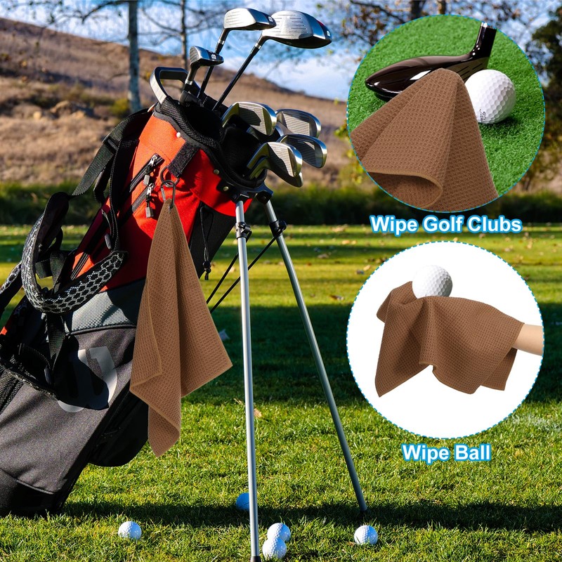PATIKIL 60x40cm Tri-Fold Golf Towel Waffle Pattern Towel Soft Fiber