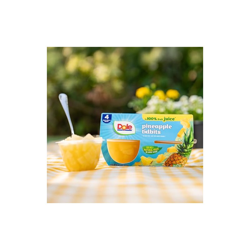 Dole Fruit Bowls Pineapple Tidbits in 100% Juice Snacks, 4oz