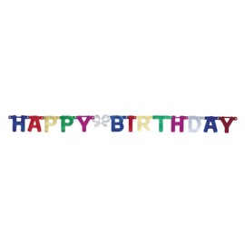 Metallic Birthday Jointed Banner - 4', Multicolor, 1 Pc