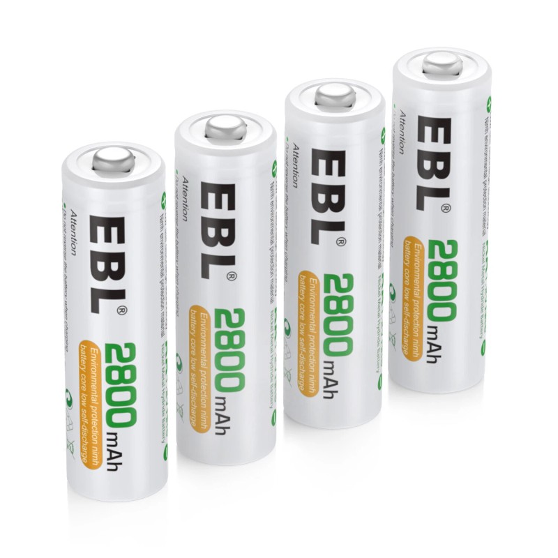 EBL 20Pcs 2800mAh AA Rechargeable Batteries 1.2V NI-MH Battery For