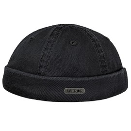 WEROR Weror-441.1 Men's Docker Cap Sailor Hat - Cotton Fishing Hat, black