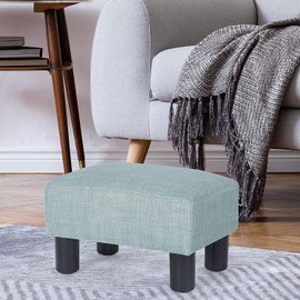 Furnistar 15" Small Ottoman Foot Rest Stool with Anti-Slip Legs (Light Blue)