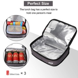 MIER Small Lunch Box Bag Food Storage Cooler Bags Insulated Travel Kit for Women and Men, Grey