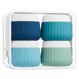Mrsdry Travel Containers for Toiletries 4 Pack, TSA Approved Travel Size Toiletries, Travel Size Containers, With Clear Bag Leak Proof Silicone Jars, Travel Essentials Creams Jars Carrying Small Items