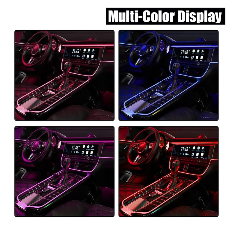 EL Wire Interior Car LED Strip Lights, USB Car Neon
