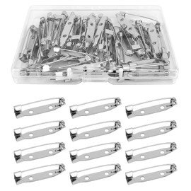 50 Pcs Silver Bar Pins, Safety Pins - Secure Back Clasp - Reliable Brooch Pins for Various Uses Locking Pins Backs Safety Clasp Brooch (30MM, Silver)