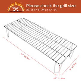 GRISUN Grill Rack for Green Mountain Grill Daniel Boone Pellet Grill, Stainless Steel Upper Rack Upper Front Shelf, Warming Rack Accessories (22 x 8 x 4.7 Inches)