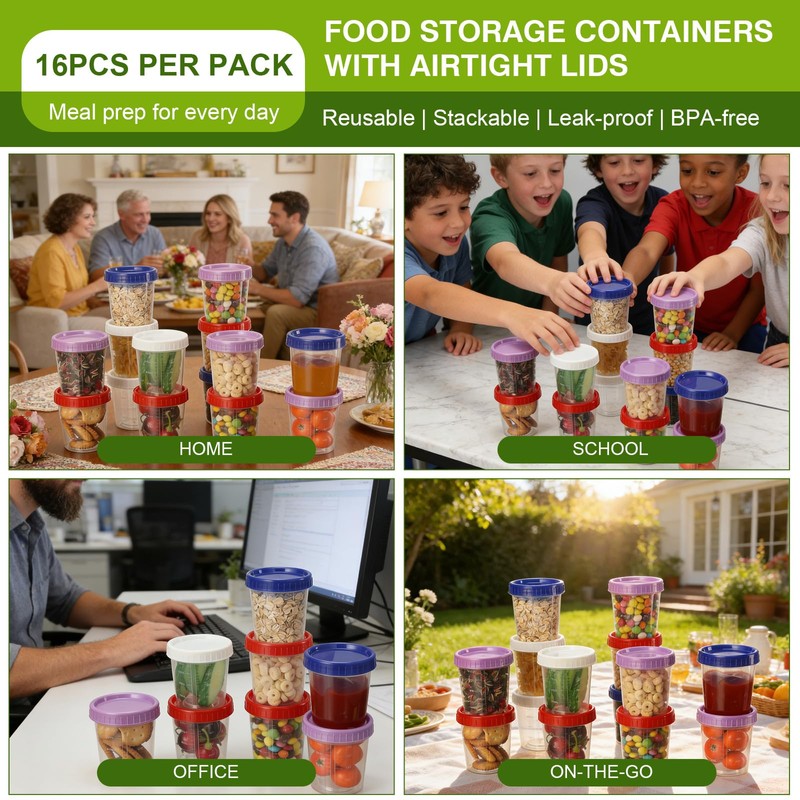 Cozary 16 Pezzi Contenitori Ermetici per Alimenti Piccoli con Graduazione,