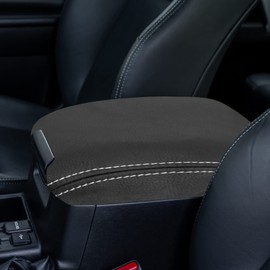 X AUTOHAUX Center Console Cover for Toyota Prado 2010-2019 Armrest Cover Pad Replacement Faux Leather with Gray Stitches