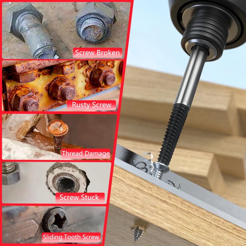 Flintronic 6Pcs Damaged Screw Extractor Set, Rounded Screw Remover Kit