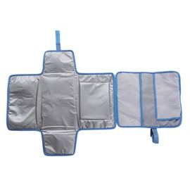 Baby Diaper Pad Waterproof Portable Travel Foldable Changing Pad with Hanging Straps Blue