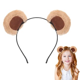 BEWITU Brown Bear Ears Headband,Soft Makeup Headband For Washing Face Women,Cute Headbands Chipmunk Ears for Animal Cosplay Party Decorations for Women Children(1Pcs
