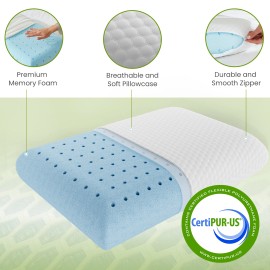 DUMOS Memory Foam Pillow Neck Relief Body Side Sleeper Cooling Pillow with Pillowcase