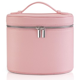 UUYUUY Makeup Bag Vanity Case Cosmetic Bag with Removable Divider Travel Toiletry Bag for Women Portable Make up Box Organizer, Pink