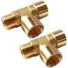 Uenede 2PCS Brass Tee Pipe Fitting 1/2" NPT Female x
