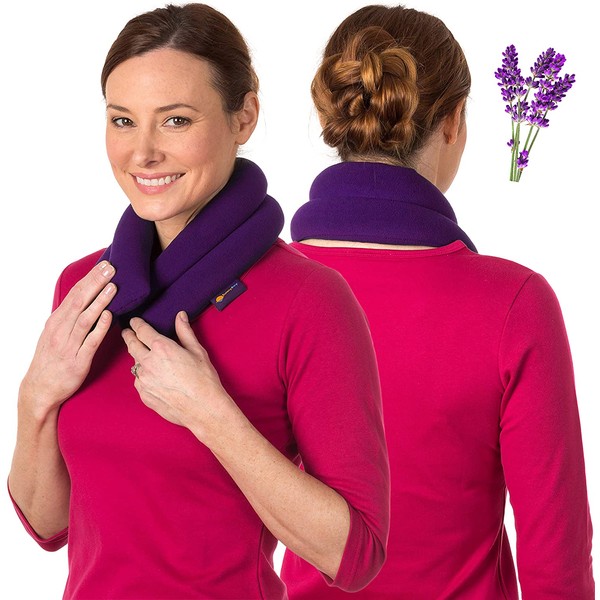 Lavender Neck Wrap Microwavable Aromatherapy - Neck Wrap for Pain Relief - Microwave Heating Pad For Neck and Shoulders - Herbal Aroma Therapy, Spa, And Warmer by Sunnybay (Purple, Extra Long)