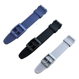 XMHYB Replacement band for Swatch Waterproof Silicone Rubber Watch Band Compatible with Swatch Skin Series - Soft Silicone Watch Strap for Women and Men (Black/Grey/Navy Blue, 17MM)
