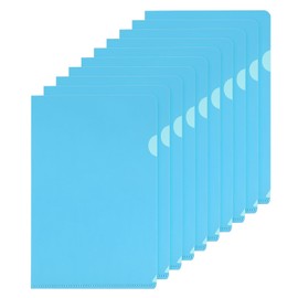 PATIKIL L-Type Folder 30 Pack A5 Plastic File Sleeves Transparent Document Bags for Office Sky Blue