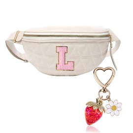 Fashion Waist Packs for Women Fanny Packs Quilted Belt Bag Festival Bum Bags Crossbody Waist Purse for Sports Workout Traveling Running Casual, Beige Belt Bag for L, Fashion