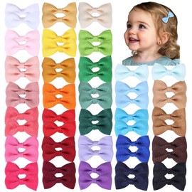 60pcs 2 Inches Baby Girls Hair Bows Alligator Clips Grosgrain Ribbon Hair Barrettes for Kids Toddlers Teens Gifts In Pairs (Red A)
