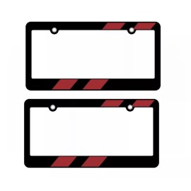 BLVD New 2pc Elite Red Racing Stripes Car Truck Black License Plate Frames Fit DODGE
