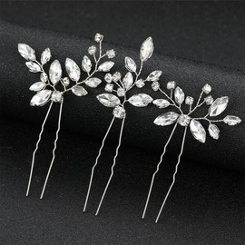 Bridal Wedding Flower Hair Pins Pearl Bridal Wedding Hair Accessories Silver Hair Clips for Women and Girls (Style 10)