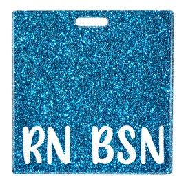 Plifal RN BSN Badge Buddy Card Holder Nurse Nursing Accessories Registered Nurse Baccalaureate of Science in Nursing Glitter Light Blue Horizontal ID Name Identification Tags Hospital Work