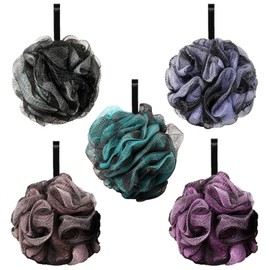 5 Pcs Shower Puffs,Body Puff Shower Body Scrub Sponge Shower Loofah,Bath Scrunchies Loofah Sponge Shower Scrunchies Shower Sponge Puff,Shower Sponges for Men Shower Sponges for Women