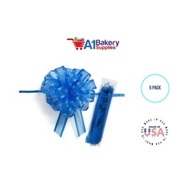 Royal Blue 4" Bows x 18 Loops Organza Ribbon Pull Bows with Satin Edge by A1 Bakery Supplies…