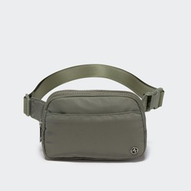 Pander Everywhere Belt Bag for Women, 5 Zipper Pockets RPET Polyester Crossbody Fanny Pack Purse (Grey Sage).