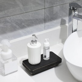 Maitys 3 Pcs Wooden Risers for Display Pedestal Stand Wooden for Decor Farmhouse Vintage Rustic Stackable Kitchen Stand Tray Riser, 3 Sizes(8 x 4.3, 6 x 3.5, 4 x 2.8 In,Black)