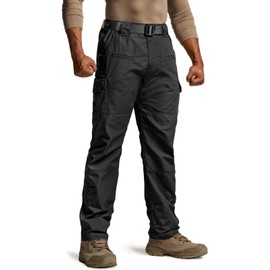 CQR Men's Tactical Pants, Water Resistant Ripstop Cargo Pants, Lightweight EDC Work Hiking Pants, Outdoor Apparel, Raider Black, 36W x 30L