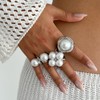 Bestleey Chunky Gold Pearl Ring Set for Women Stackable Knuckle