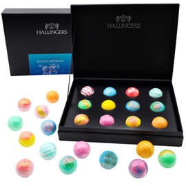 Hallingers Luxury Bath Bombs - Blue - 12 Bath Bombs Gift Set with Twelve Bathbombs (Set) - Mother's Day Gift & Gift Ideas for Father's Day | Congratulations New Home