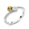 Gem Stone King 925 Sterling Silver Yellow Citrine Bypass Ring