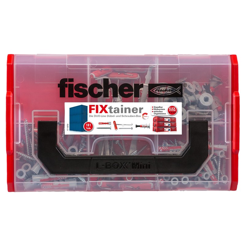 fischer FixTainer DuoLine, Dowel and Screw Box with 181 Screws,
