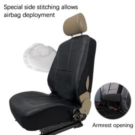 TOYOUN PU Leather Van Seat Covers Seat Protector Universal Fit Most Vans Trucks Lorry Front Seat Covers Single & Double Car Seat Covers for Single Driver and Double Passenger Seat 2+1 seat Covers