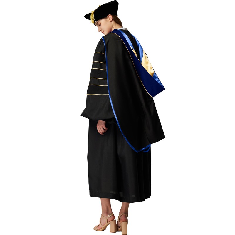 MyGradDay Deluxe Graduation Doctoral Hood with Gold Piping,Available Customization