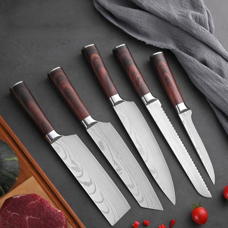 Multi-Purpose High Quality Kitchen Knives Set Stainless Steel Santoku Chef