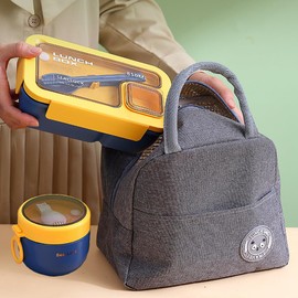 HASA zone Bento Box for Adults, Lunch Boxes Set with Lunch Bag, Utensils, Oats Container Durable Leakproof Lunch Box with Fork & Spoon, Food Storage Box for Men Women Student School Office