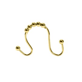 Bath Bliss 12 Pack Shower Curtain Double Hooks Double Hook Shower Accessories Fits All Shower Curtains Satin Gold