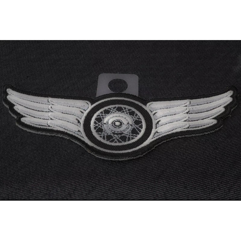 Ivamis Winged Wheel Small Iron on Biker Patch- 5x2 inch