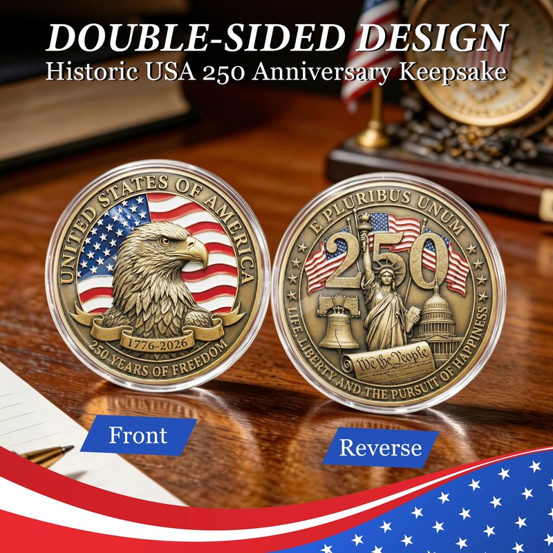 CRASHOT USA 250th Anniversary Commemorative Coin, Antique Bronze American Eagle