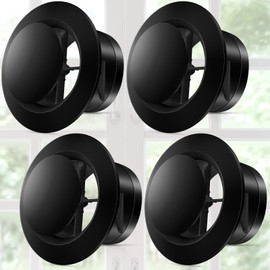 Baquler 4 Pcs 6 Inch Vent Covers, Soffit Vent ABS Adjustable, Soffit Vents 6 Inch Round Ceiling Air Diffuser for Living Room Closet Bathroom Indoor Ventilation Use, Black