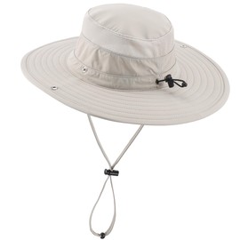 Decentron Men's Sun Hat UPF 50 Foldable Wide Brim Bucket Hat Adjustable Breathable Summer Beach Sun Hats for Women Light Khaki