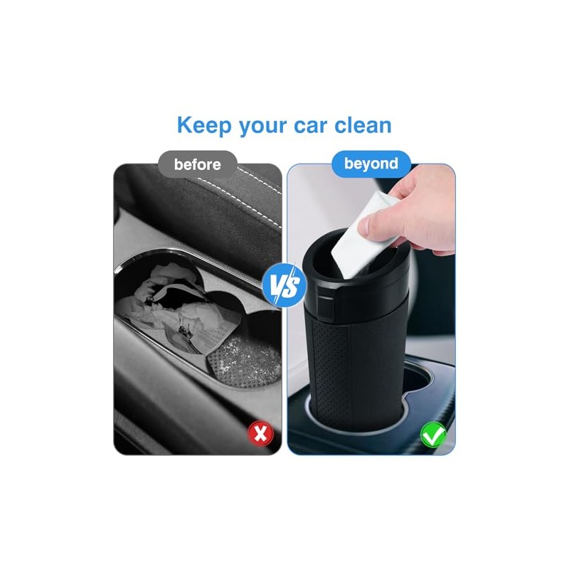 Compact Mini Car Trash Can with Lid - 2 Packs